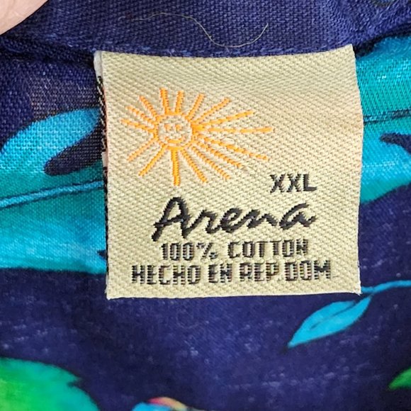 Arena Rainbow Colorful Tropical Printed 100% Cotton Button Front Camp Shirt - Picture 4 of 4